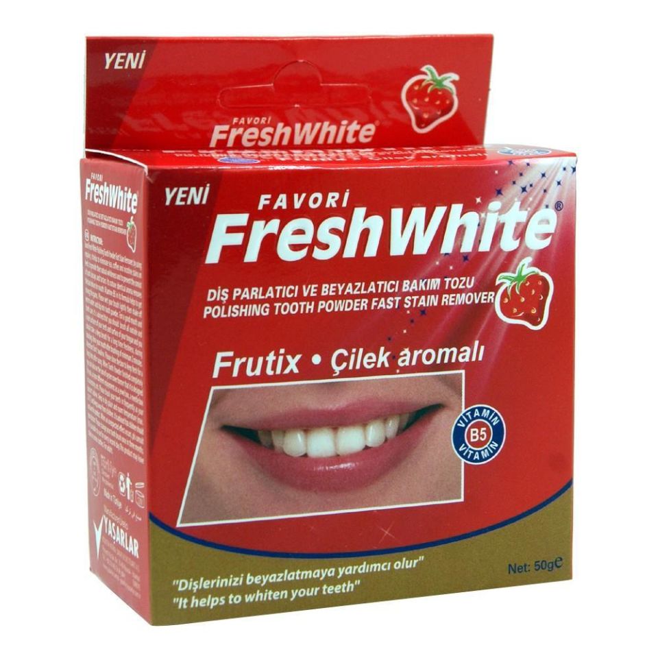 Fresh White Diş Parlatıcı ve Beyazlatıcı Bakım Tozu 50G - Çilek