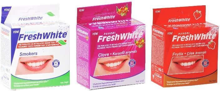 Fresh White Diş Parlatıcı ve Beyazlatıcı Bakım Tozu 50G - Çilek