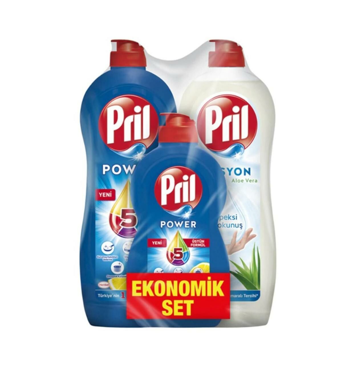 Pril Power Sıvı Bulaşık Deterjanı 675 gr + Losyon 750 ml + Limonlu 430 gr