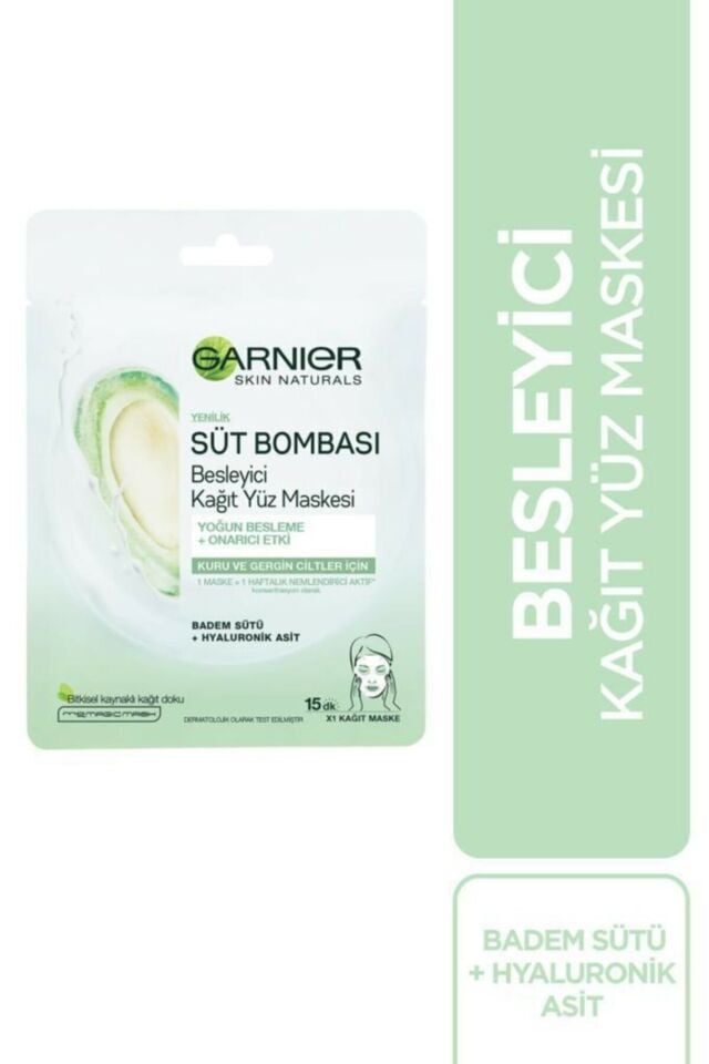 Garnier Nem Bombası Kağıt Maske Süt Bombası Kuru Cilt 32 g