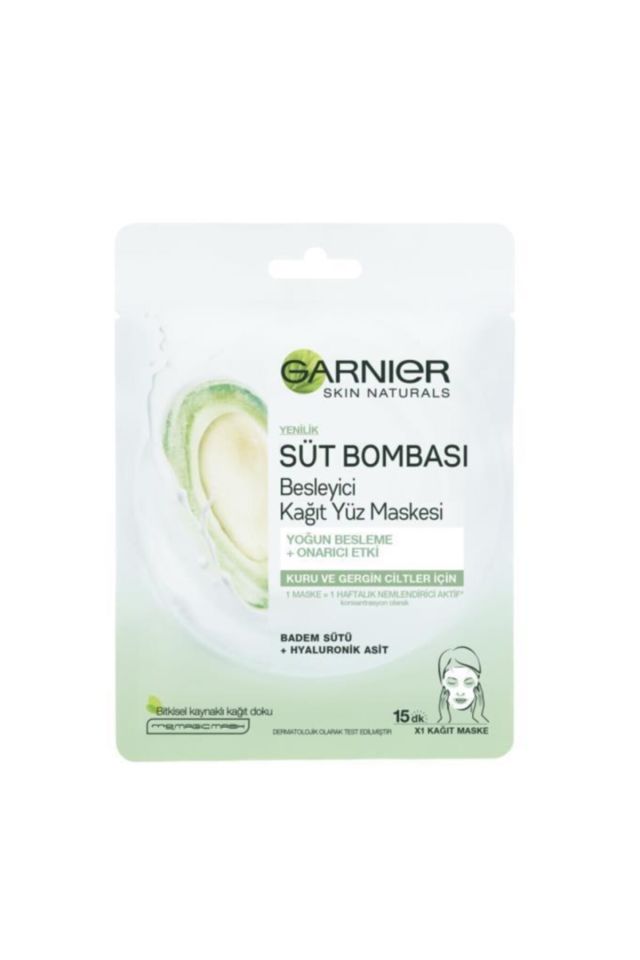 Garnier Nem Bombası Kağıt Maske Süt Bombası Kuru Cilt 32 g
