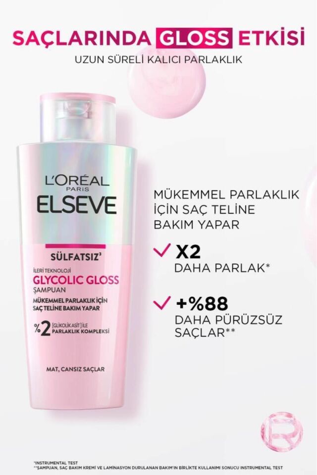 Loreal Elseve Glycolic Gloss Mükemmel Parlaklık için Bakım Yapan Şampuan [Glikolik Asit] 200ml