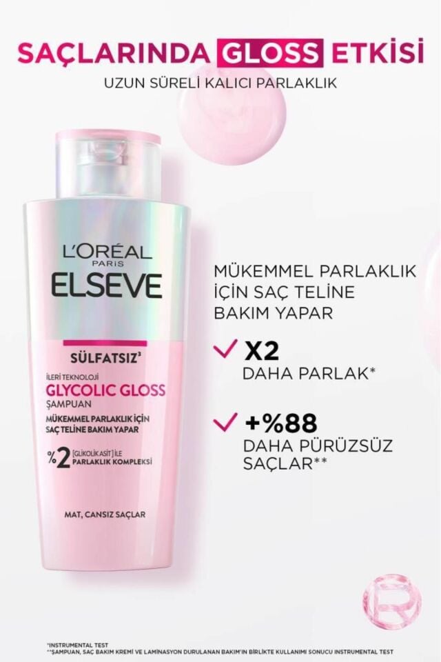 Loreal Elseve Glycolic Gloss Mükemmel Parlaklık için Bakım Yapan Şampuan [Glikolik Asit] 200ml
