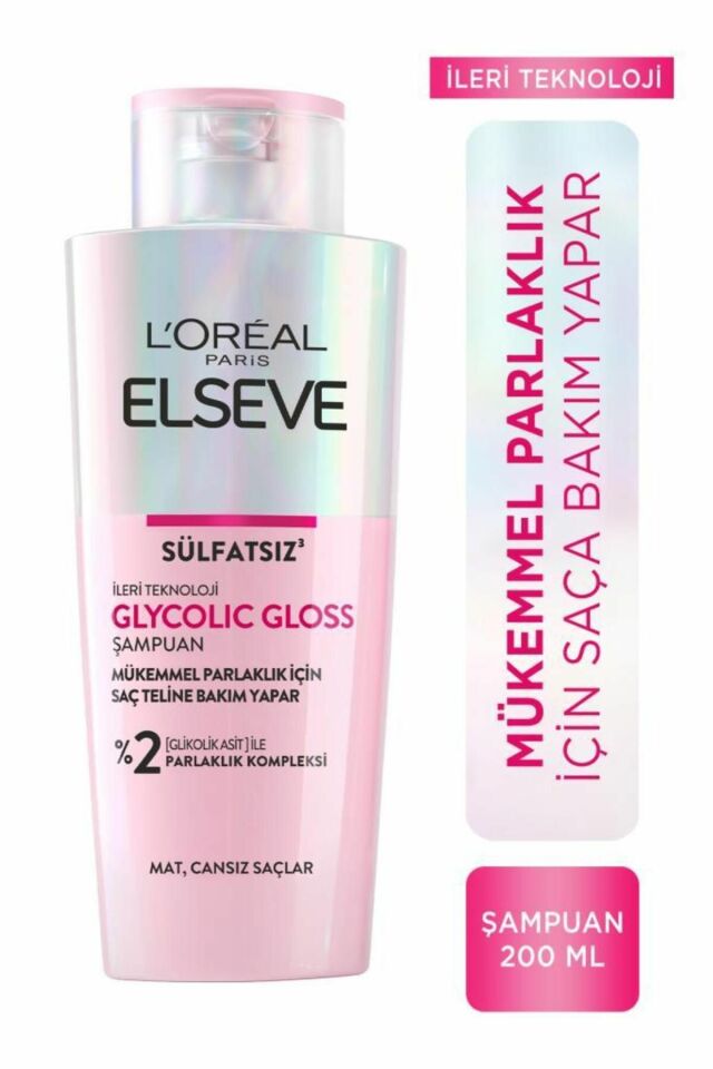 Loreal Elseve Glycolic Gloss Mükemmel Parlaklık için Bakım Yapan Şampuan [Glikolik Asit] 200ml