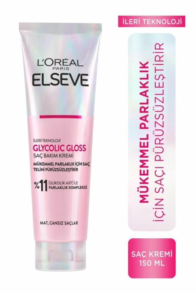 Loreal Elseve Glycolic Gloss Mükemmel Parlaklık için Pürüzsüzleştirici Saç Kremi 150ml