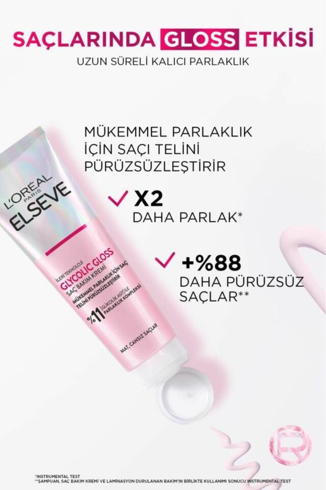 Loreal Elseve Glycolic Gloss Mükemmel Parlaklık için Pürüzsüzleştirici Saç Kremi 150ml