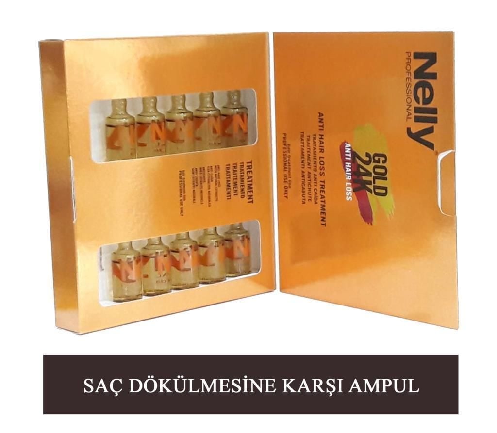Nelly Professional Gold 24K Saç Dökülmesine Karşı Ampül 10 Ml x 10 Adet