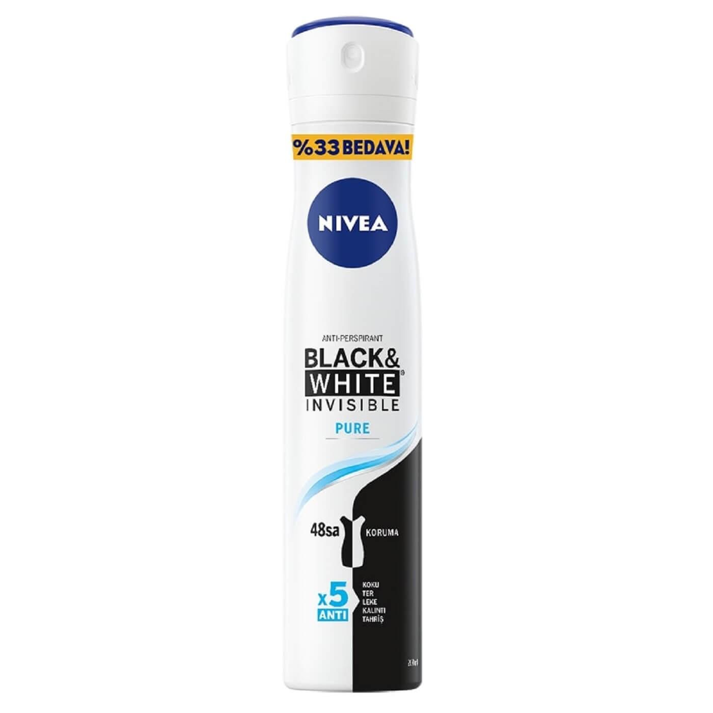 Nivea Deodorant 200 ml Kadın Black&White Invisible Pure