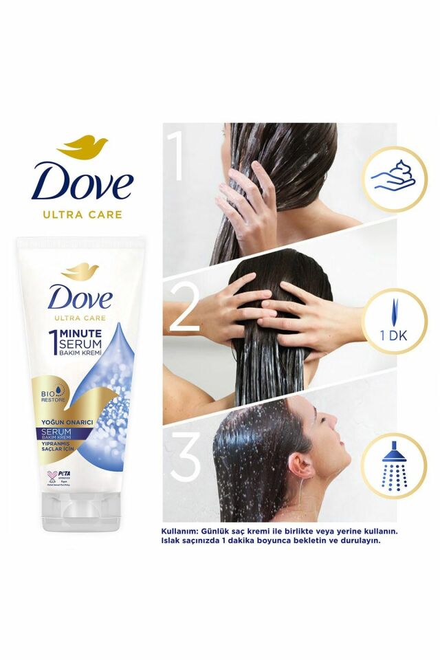 Dove Ultra Care 1 Minute Serum Saç Bakım Kremi Yoğun Onarıcı 170 ml