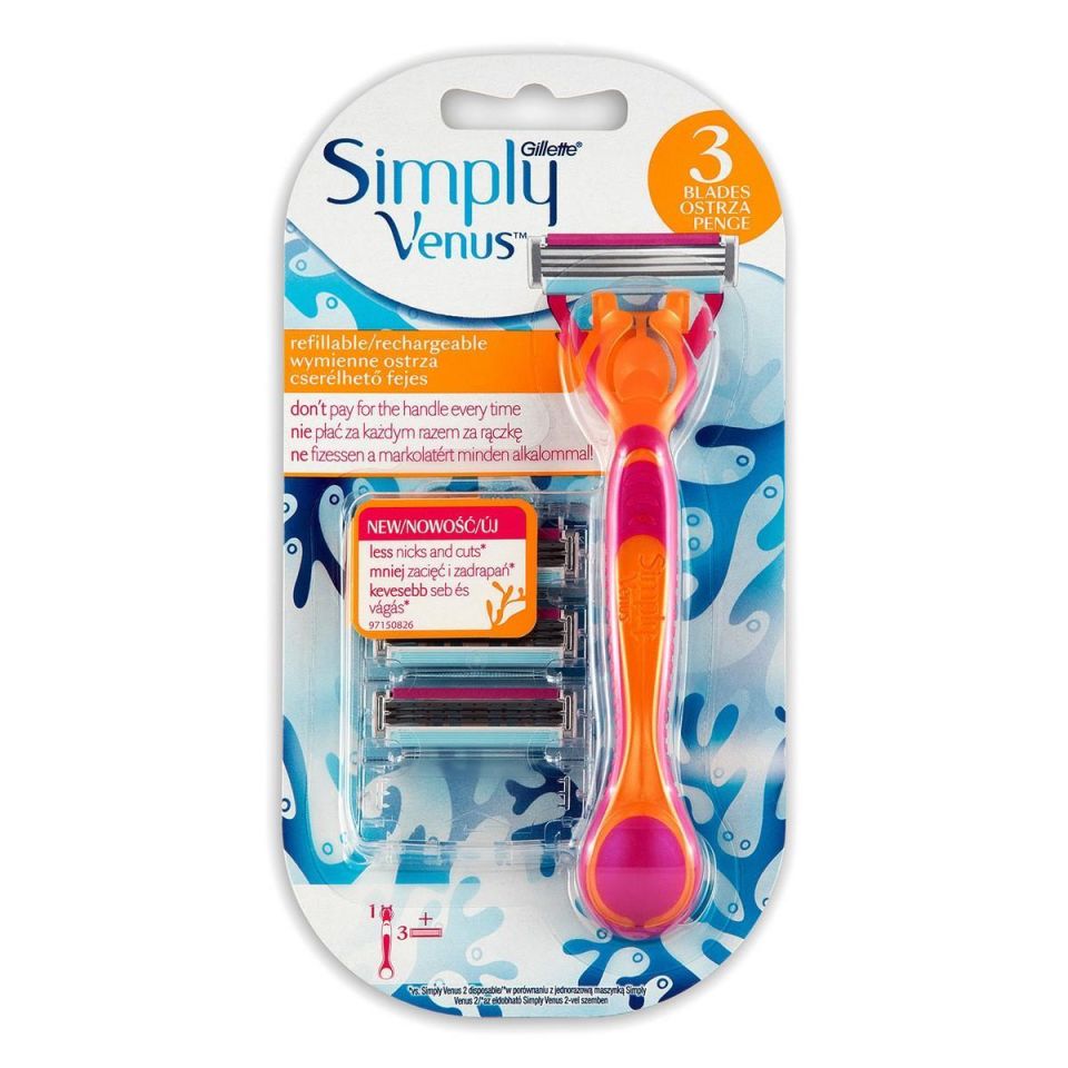 Gillette Simply Venus 3 Kadın Tıraş Makinesi + 3 Yedek Tıraş Bıçağı