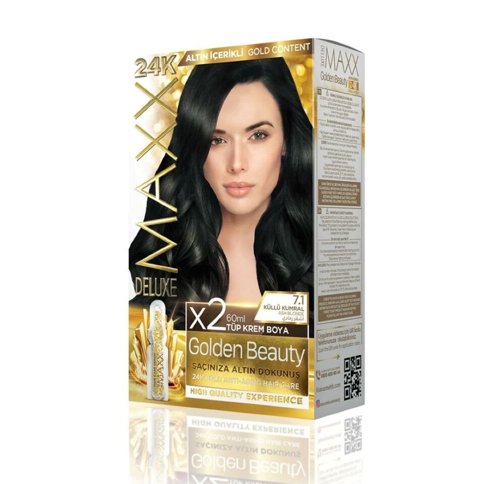MAXX DELUXE Golden 24K Altın Içerikli Saç Boyası 7.1 Küllü Kumral 2 Boyama
