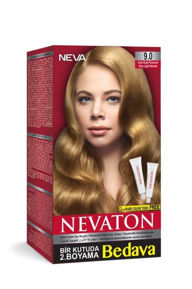 Nevaton 9.0 Çok Açık Kumral Saç Boyası Seti 1 Kutuda 2 Boyama