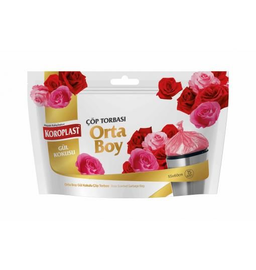 Koroplast Çöp Torbası 15 Adet Orta Gül Kokulu 55 x 60 cm