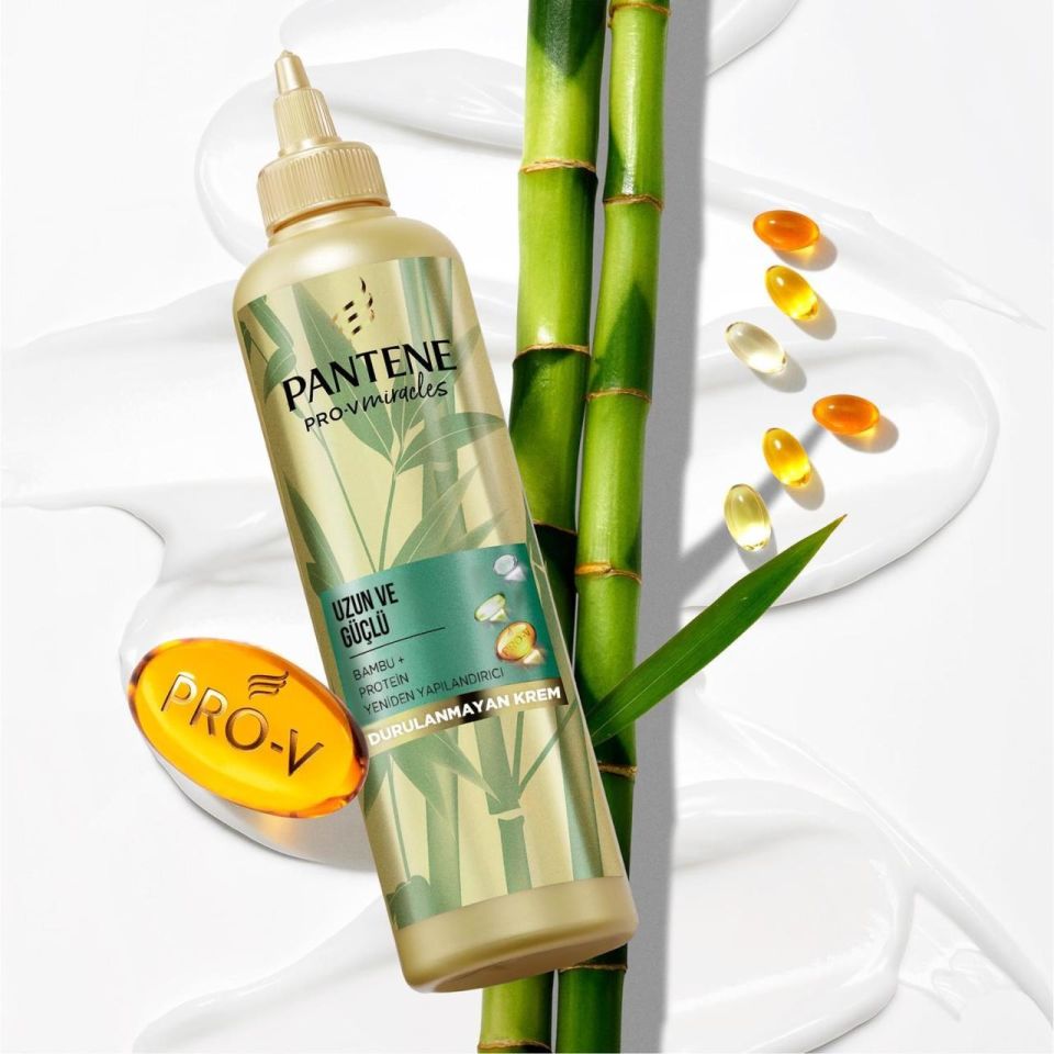 Pantene 7/24 Uzun ve Güçlü Yeniden Yapılandırıcı Durulanmayan Krem, Bambu ve Proteinli 270ml