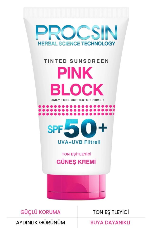 Procsin Pink Block Spf 50+ Ton Eşileyici Güneş Koruyucu Krem 50 Ml
