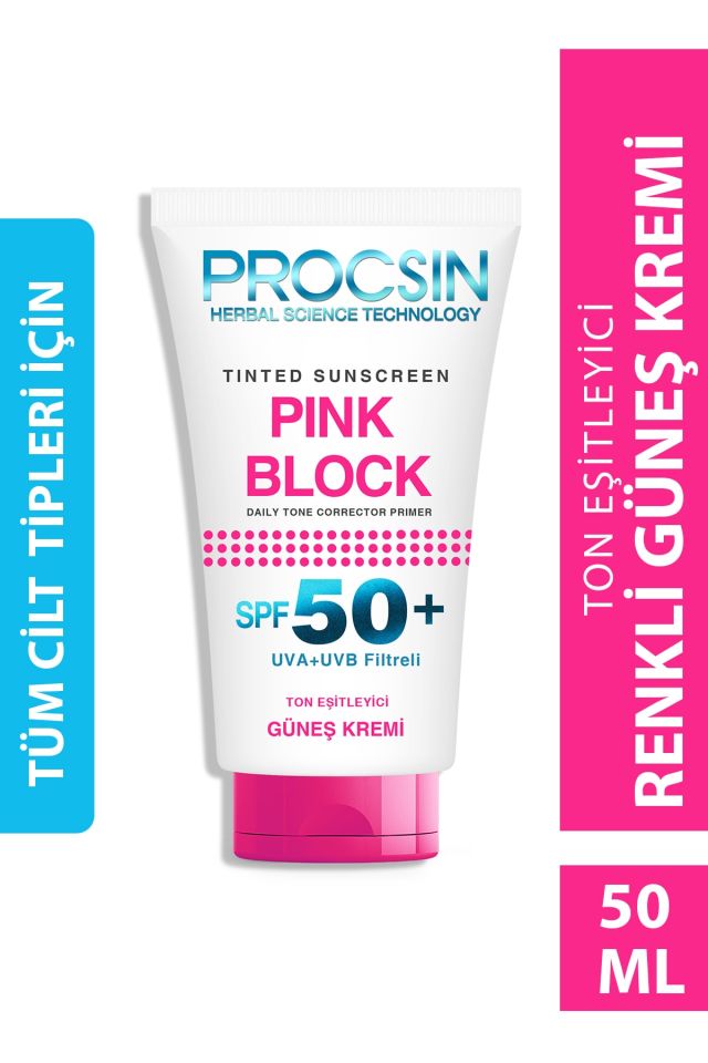Procsin Pink Block Spf 50+ Ton Eşileyici Güneş Koruyucu Krem 50 Ml
