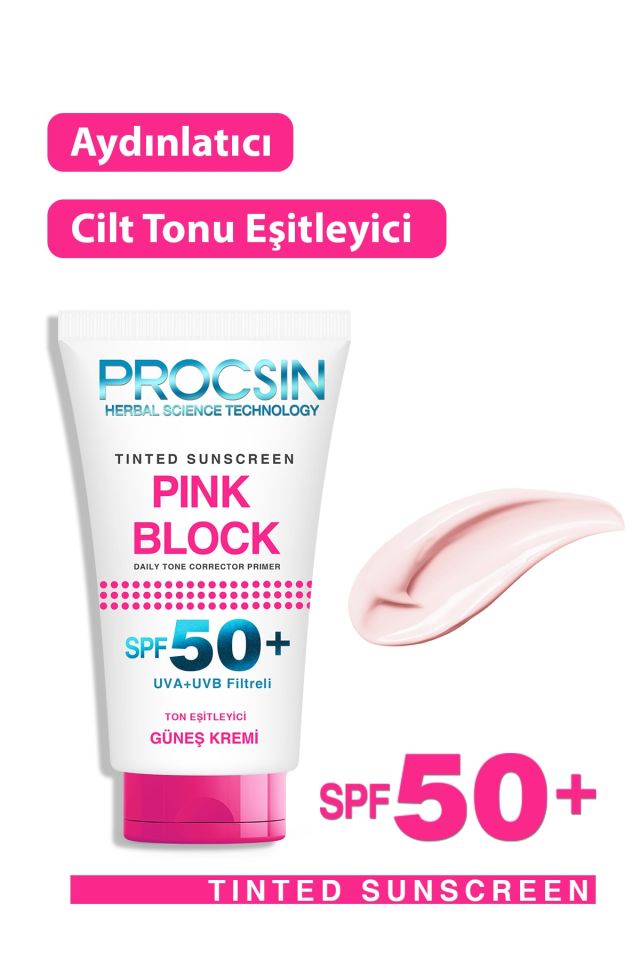 Procsin Pink Block Spf 50+ Ton Eşileyici Güneş Koruyucu Krem 50 Ml