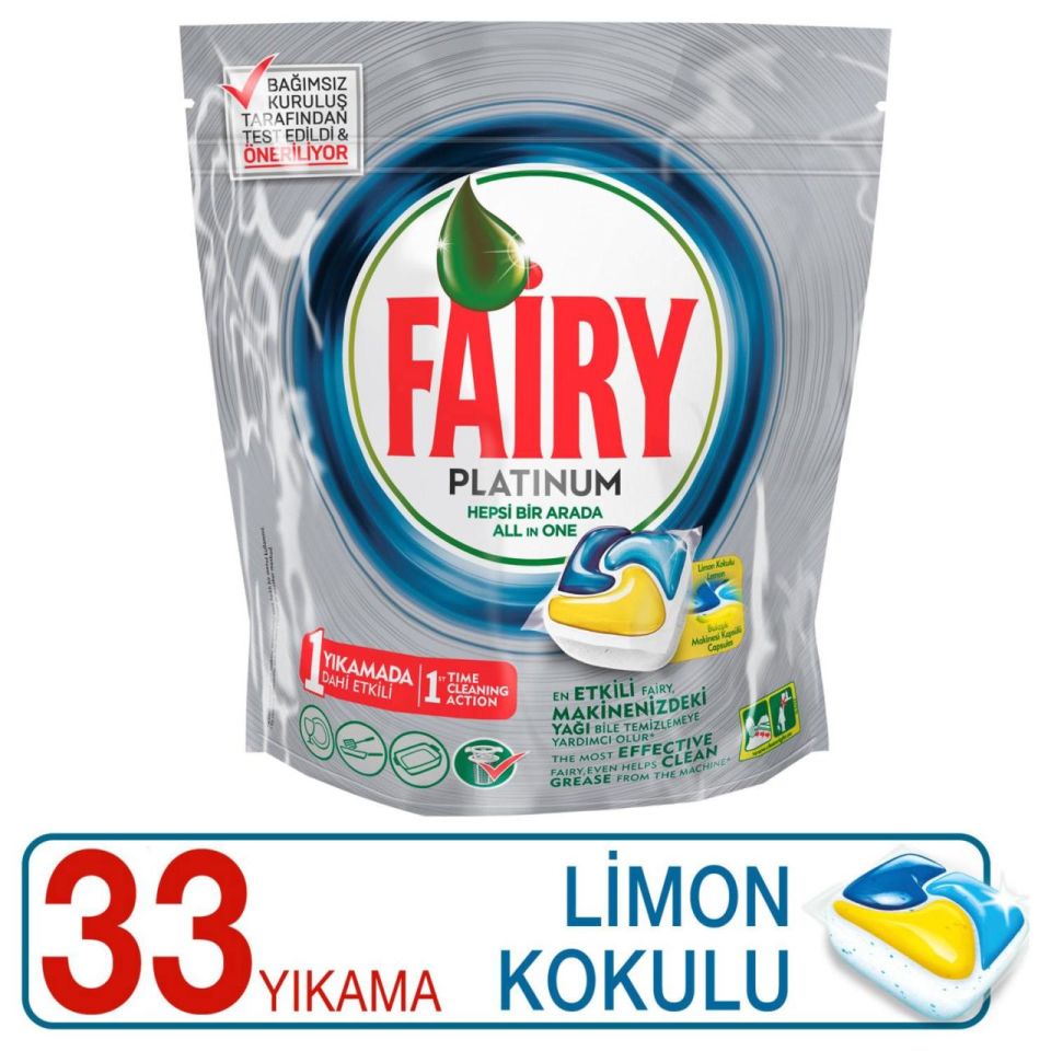 Fairy Platinum 33 Yıkama Bulaşık Makinesi Deterjanı Kapsülü Limon Kokulu