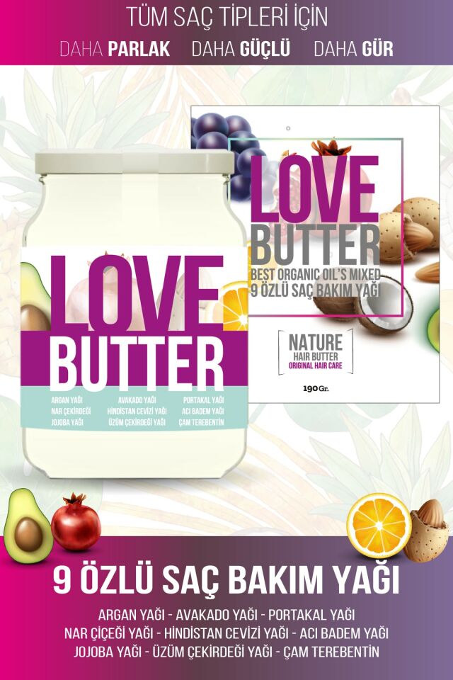 Love Butter 9 Özlü Saç Bakım Yağı 190 Ml  Besleyici Ve Güçlendirici Saç Maskesi