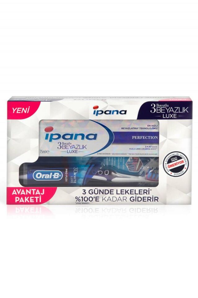 İpana 3D 3 Boyutlu Beyazlık Luxe Perfection Diş Macunu 75 ml + 3D Proflex Diş Fırçası Hediyeli