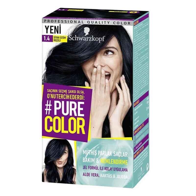 kutusuz - Schwarzkopf Pure Color Jel Saç Boyası 1.4 Siyah Üzüm Reçeli