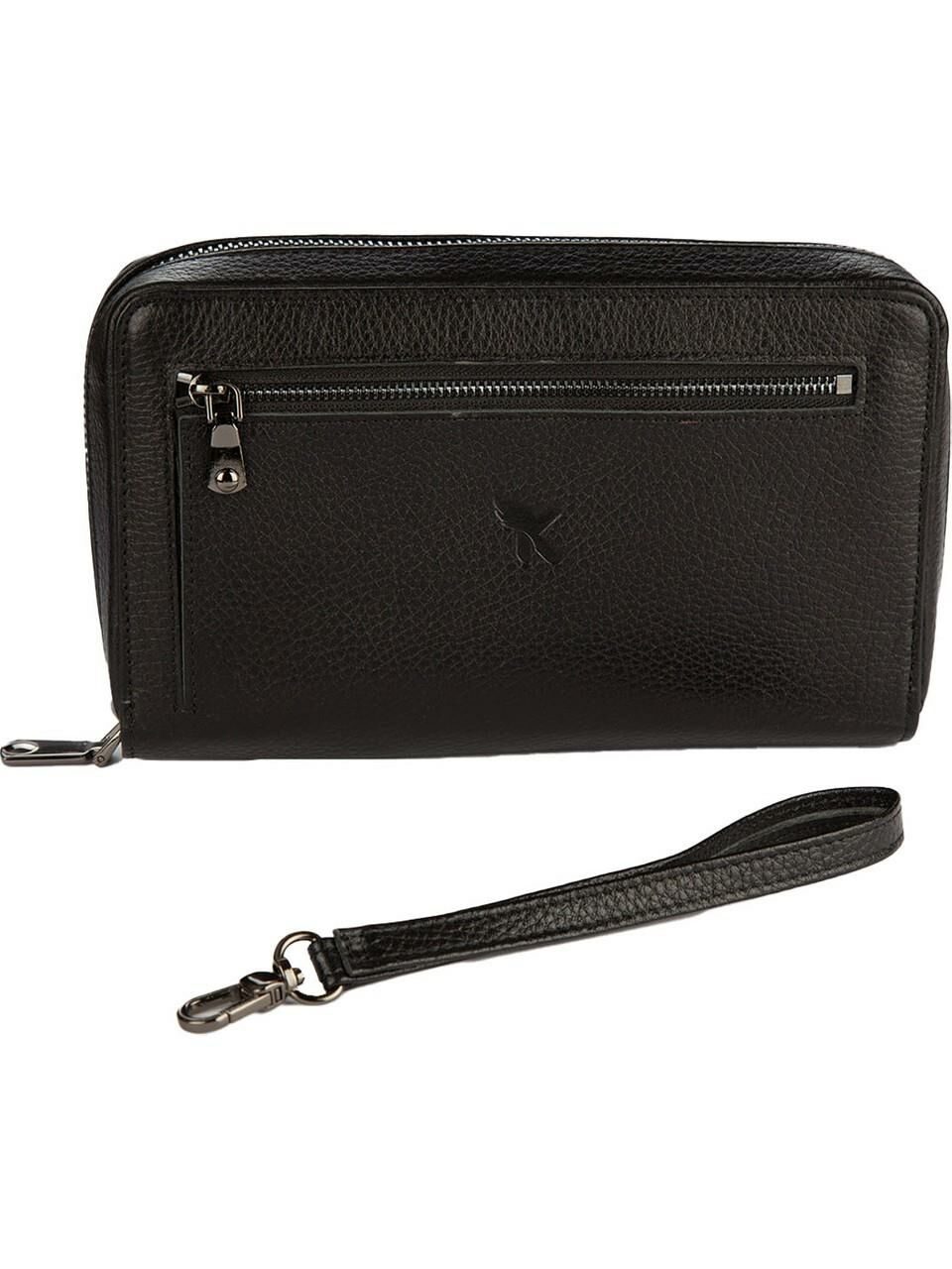 Karalı Siyah Deri Cüzdan Unisex - BC420-1