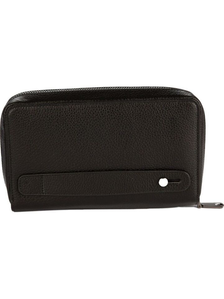 Karalı Siyah Deri Cüzdan Unisex - BC420-1