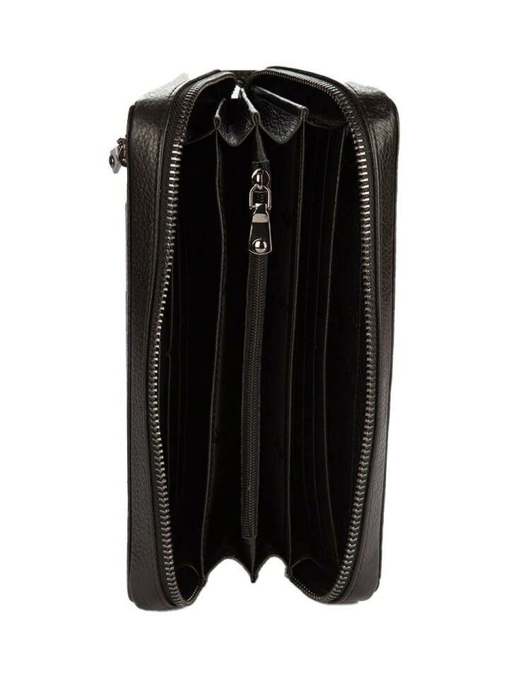 Karalı Siyah Deri Cüzdan Unisex - BC420-1