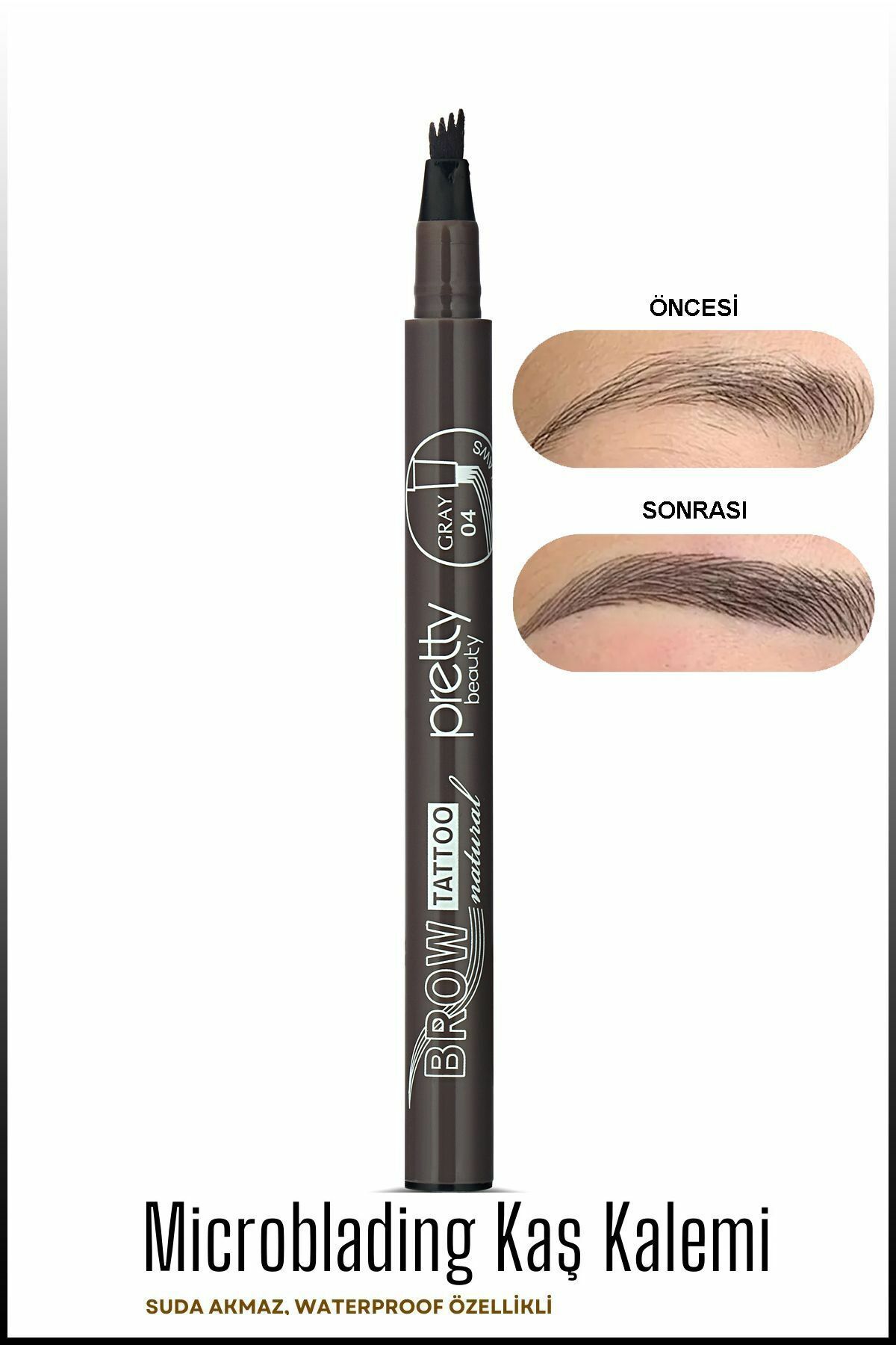 Pretty Kaş Kalemi 04 - Doğal Siyahımsı Gri Tattoo Suya Dayanıklı Likit Pencıl