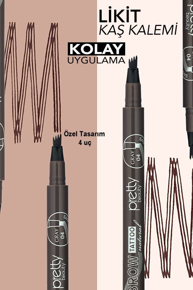 Pretty Kaş Kalemi 04 - Doğal Siyahımsı Gri Tattoo Suya Dayanıklı Likit Pencıl