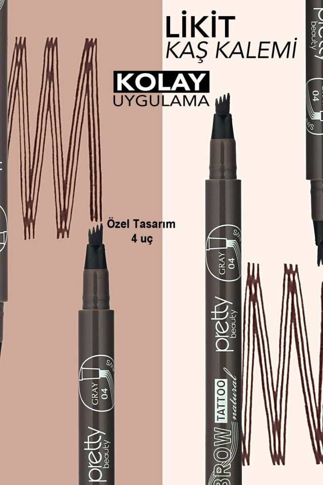 Pretty Kaş Kalemi 04 - Doğal Siyahımsı Gri Tattoo Suya Dayanıklı Likit Pencıl