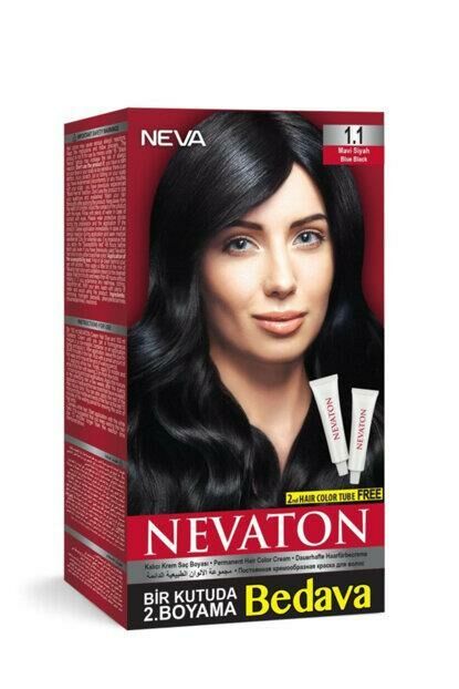 Nevaton 1.1 Mavi Siyah Saç Boyası Seti 1 Kutuda 2 Boyama