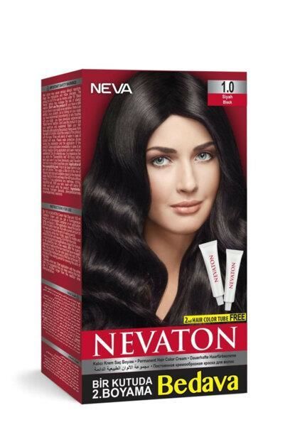 Nevaton 1.0 Siyah Saç Boyası Seti 1 Kutuda 2 Boyama