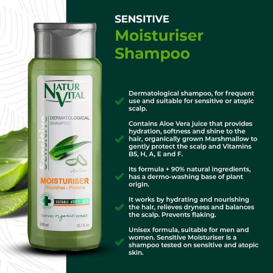 Natur Vital Sensetive Moisturising Şampuan 300 ml Aloe Vera Nemlendirici