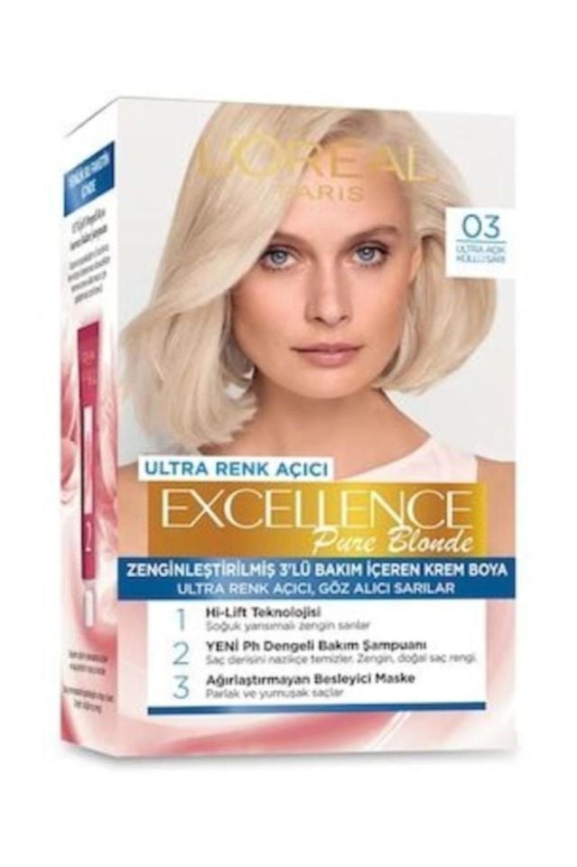 Loreal Excellence 03 Ultra Açık Küllü Sarı Saç Boyası Pure Blonde