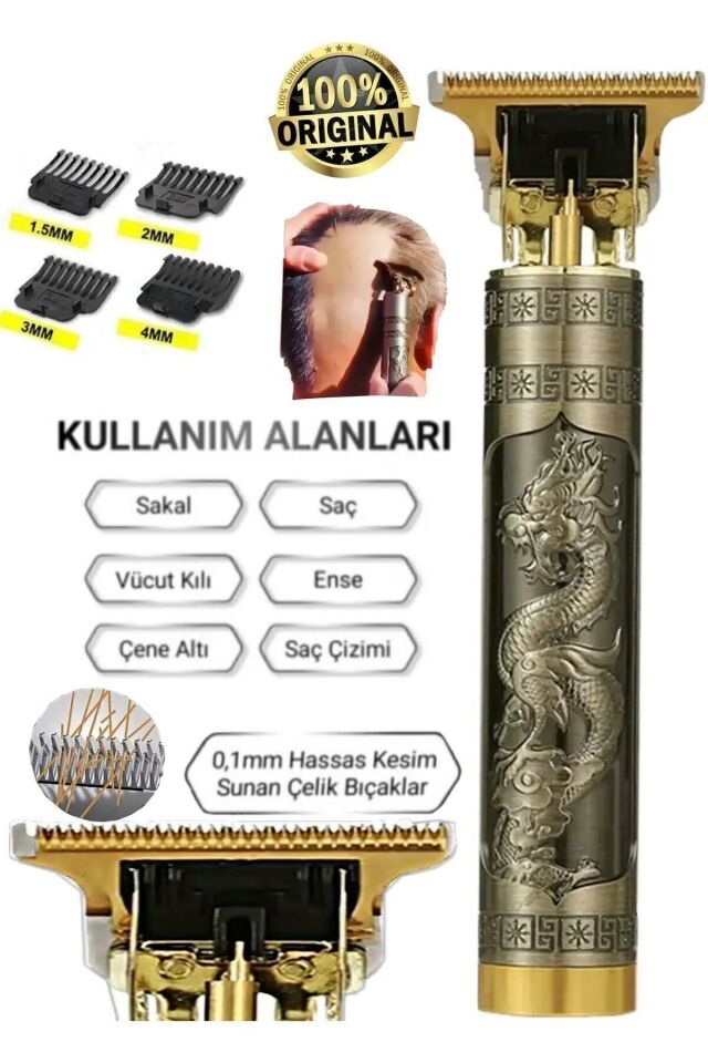 Ipone Dragon Çelik Kasa Profesyonel Saç Sakal Ense Çizim Tüm Vücut Tüyü Lazer Öncesi Tıraş Makinesi