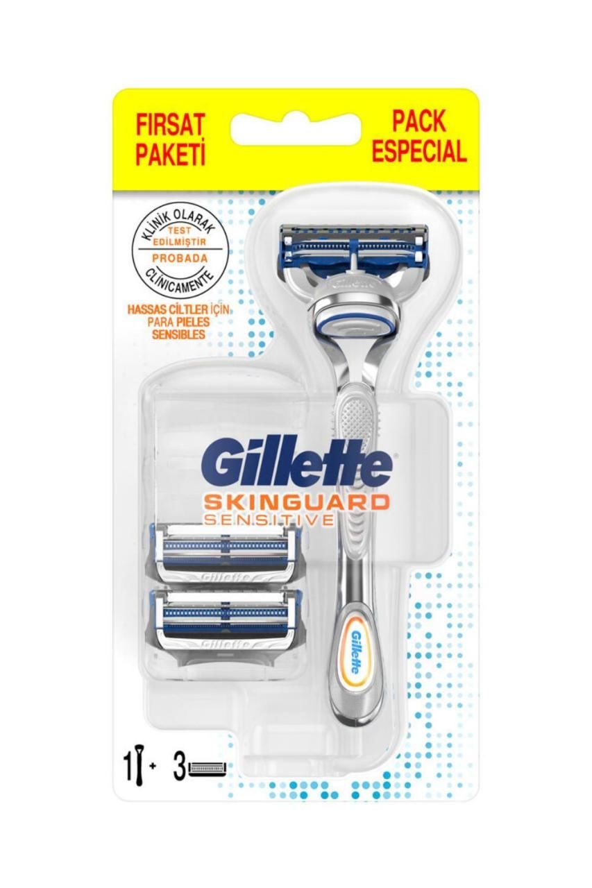 Gillette Skinguard Tıraş Makinesi + 3 lü Yedek Tıraş Bıçağı