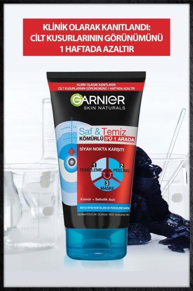Garnıer Temizleme Jeli 3in1 150ml Kömür