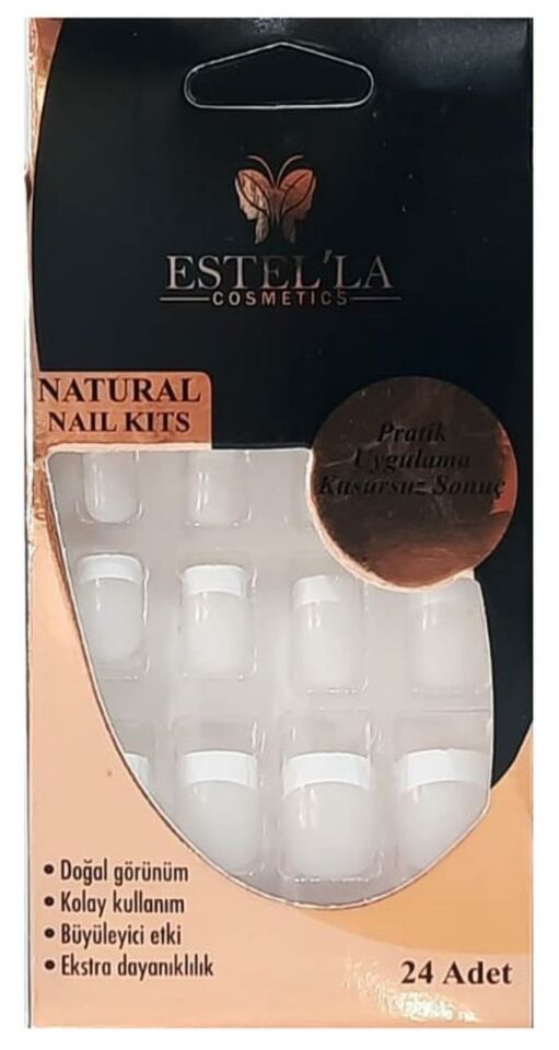 Estella 24 lü Takma Tırnak Bayaza Beyaz French + Yapıştırıcı AC 111