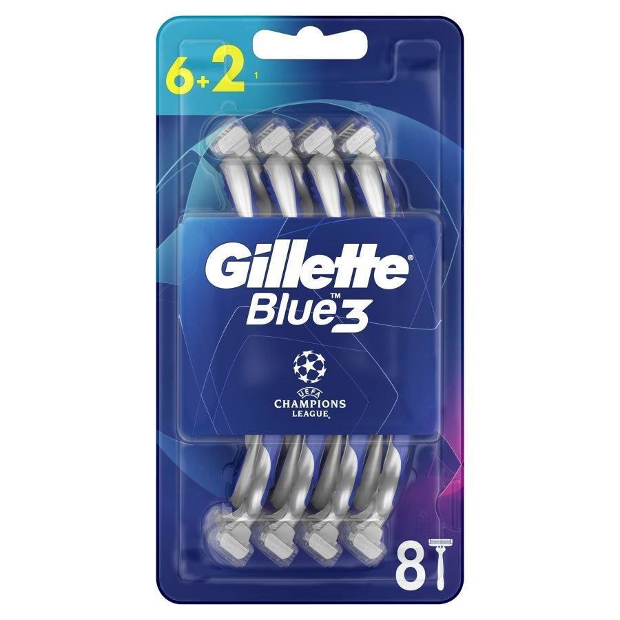 Gillette Blue3 Tıraş Bıçağı Football 6+2 li Şampiyonlar Ligi Paketi