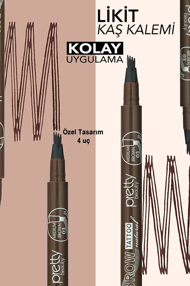 Pretty Kaş Kalemi 03 - Mürdümsü Kahve Tattoo Suya Dayanıklı Likit Pencıl