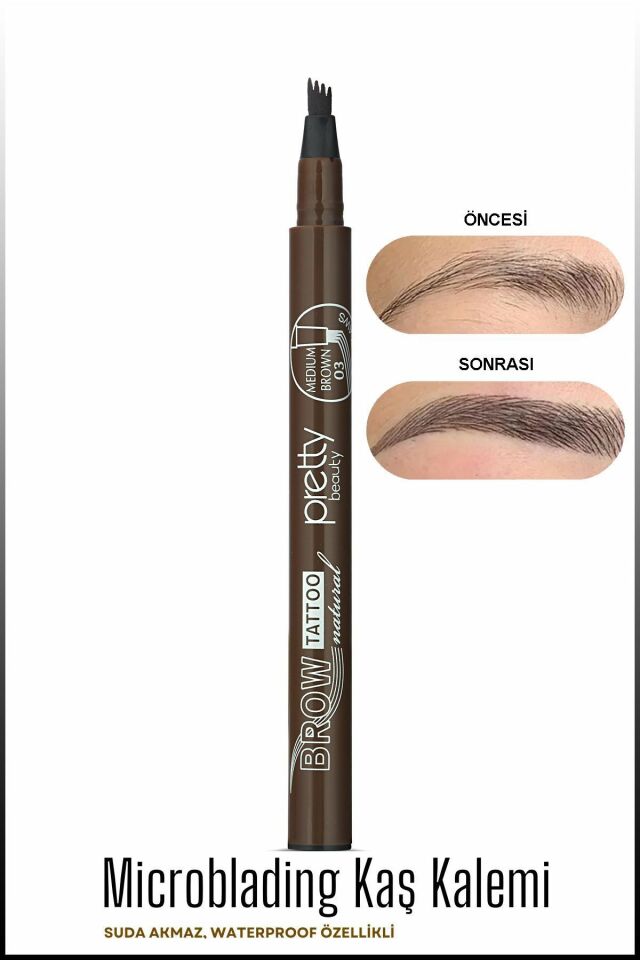 Pretty Kaş Kalemi 03 - Mürdümsü Kahve Tattoo Suya Dayanıklı Likit Pencıl