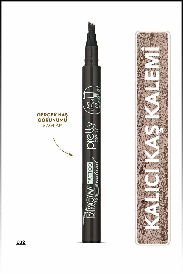 Pretty Kaş Kalemi 02 - Grimsi Kahve Tattoo Suya Dayanıklı Likit Pencıl
