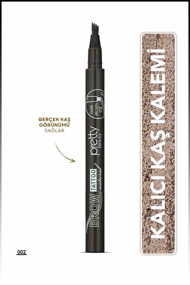 Pretty Kaş Kalemi 02 - Grimsi Kahve Tattoo Suya Dayanıklı Likit Pencıl