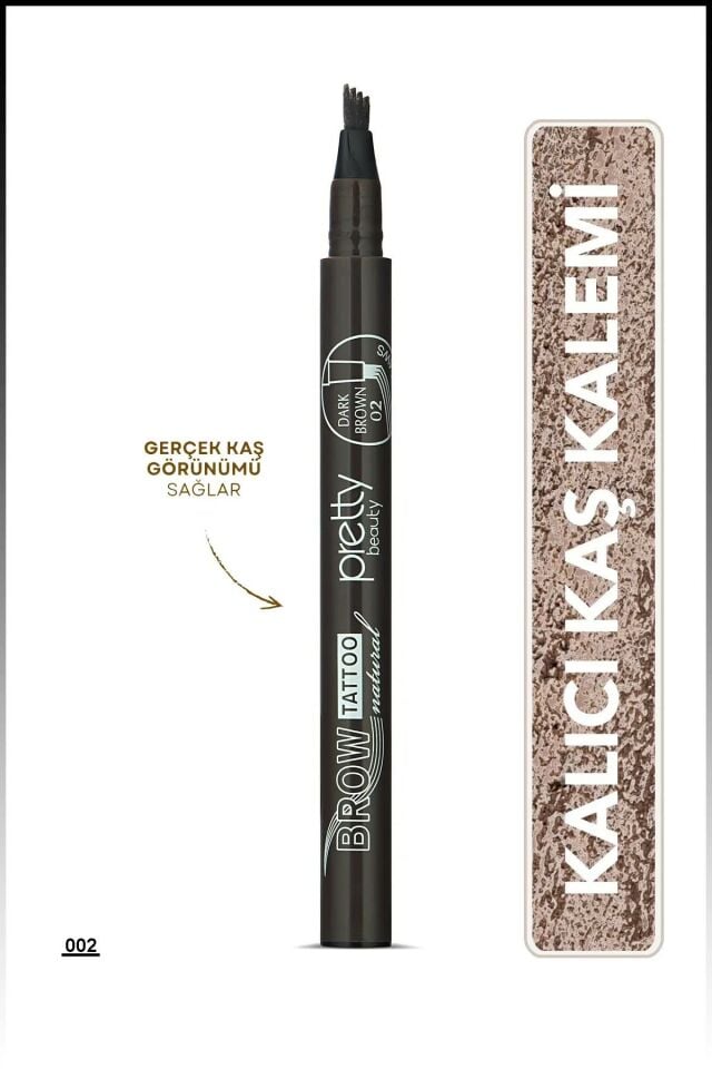 Pretty Kaş Kalemi 02 - Grimsi Kahve Tattoo Suya Dayanıklı Likit Pencıl