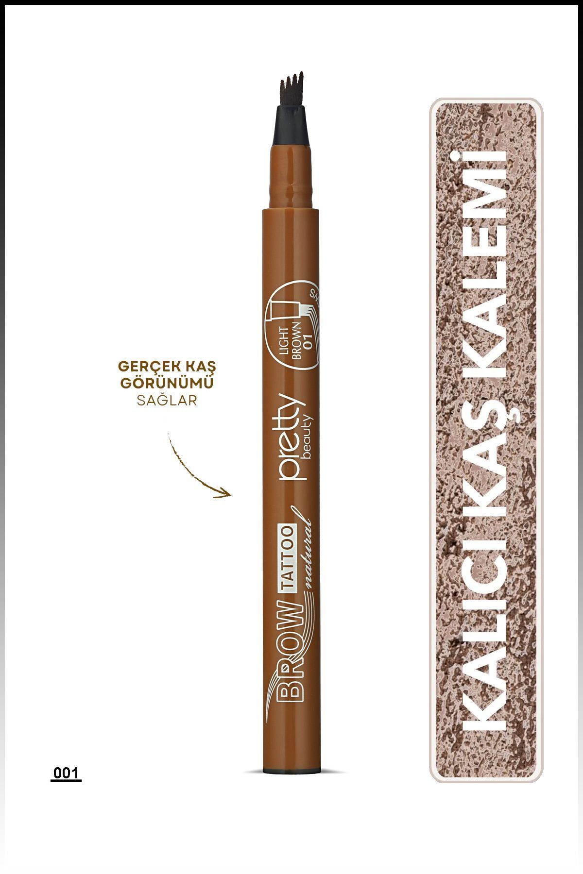 Pretty Kaş Kalemi 01 - Açık Kahve Tattoo Suya Dayanıklı Likit Pencıl