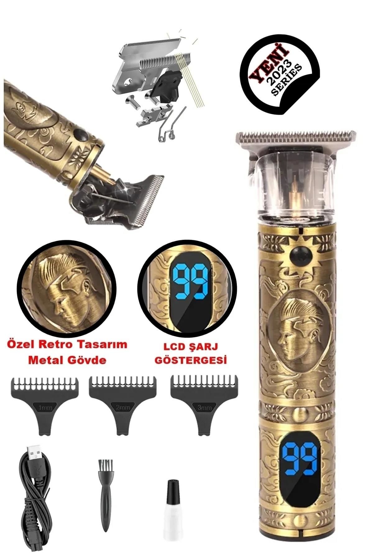 Yopigo Lcd Ekran Çelik Kasa Profesyonel Saç Sakal Ense Çizim Tüm Vücut Tüyü Lazer Öncesi Tıraş Makinesi