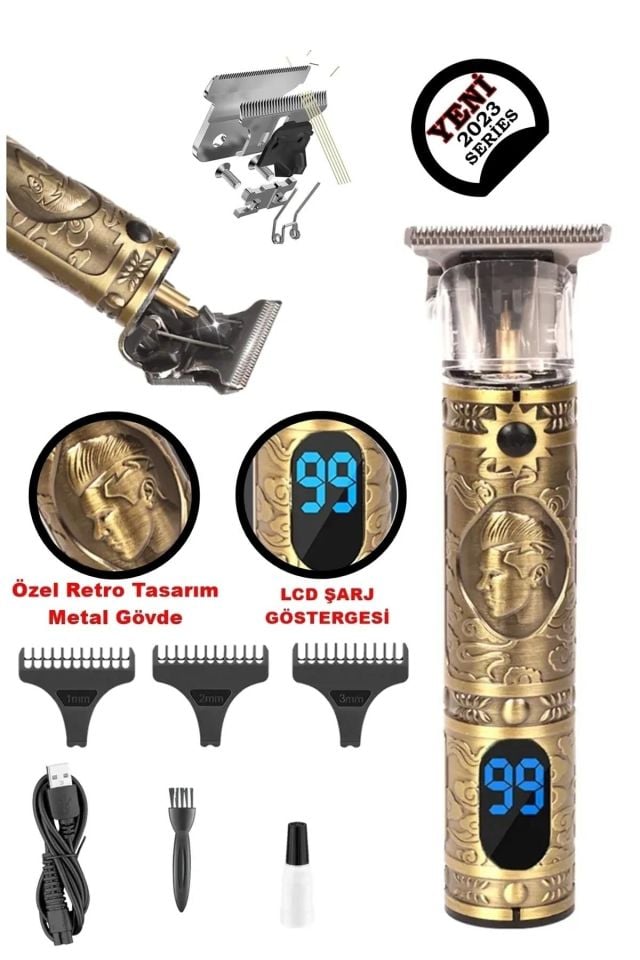 Yopigo Lcd Ekran Çelik Kasa Profesyonel Saç Sakal Ense Çizim Tüm Vücut Tüyü Lazer Öncesi Tıraş Makinesi