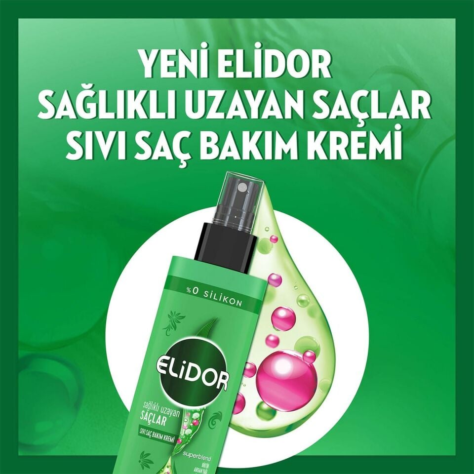 Elidor Sıvı Saç Kremi Sağlıklı Uzayan Saçlar Biotin Argan Yağı Arjinin 200 Ml