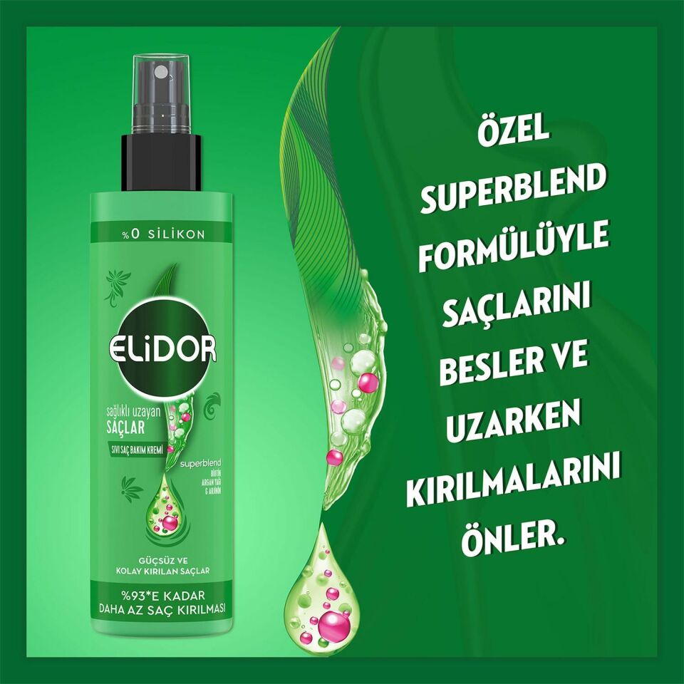 Elidor Sıvı Saç Kremi Sağlıklı Uzayan Saçlar Biotin Argan Yağı Arjinin 200 Ml